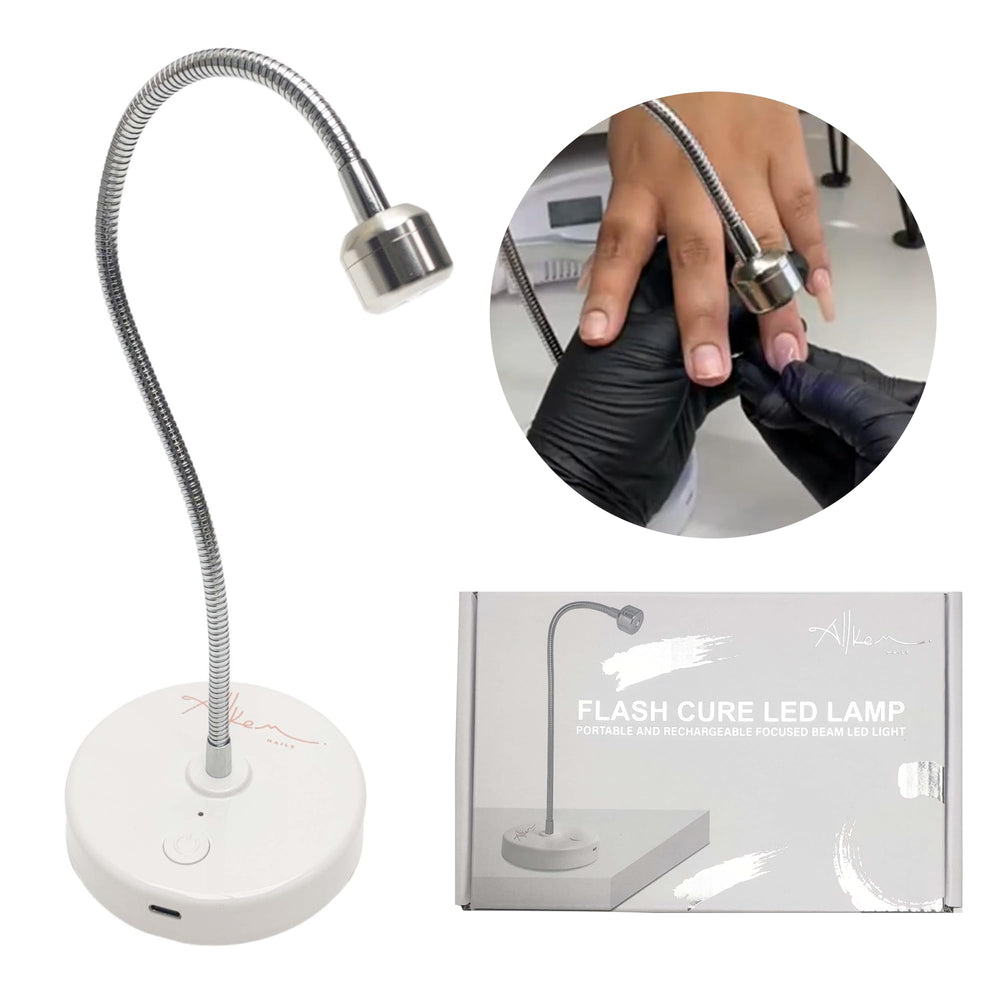 ALLKEM gooseneck flexible nail lamp neck allows comfortable positioning for home gel manicures.