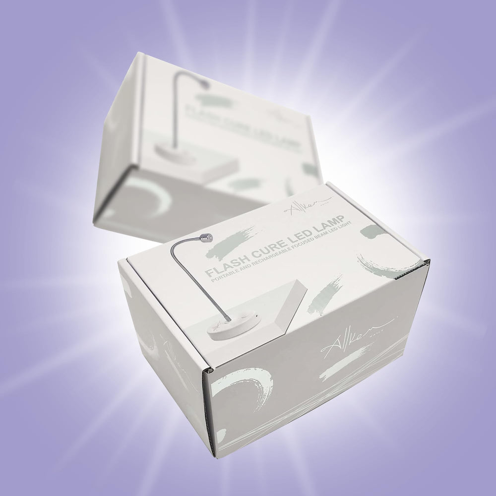 ALLKEM tabletop base nail lamp keeps spills away with acetone-resistant surface for cleanup.