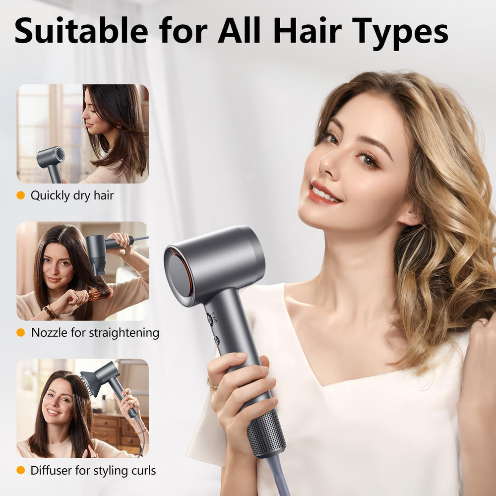 Alloom hair dryer lightweight body in ergonomic grip for easy handling