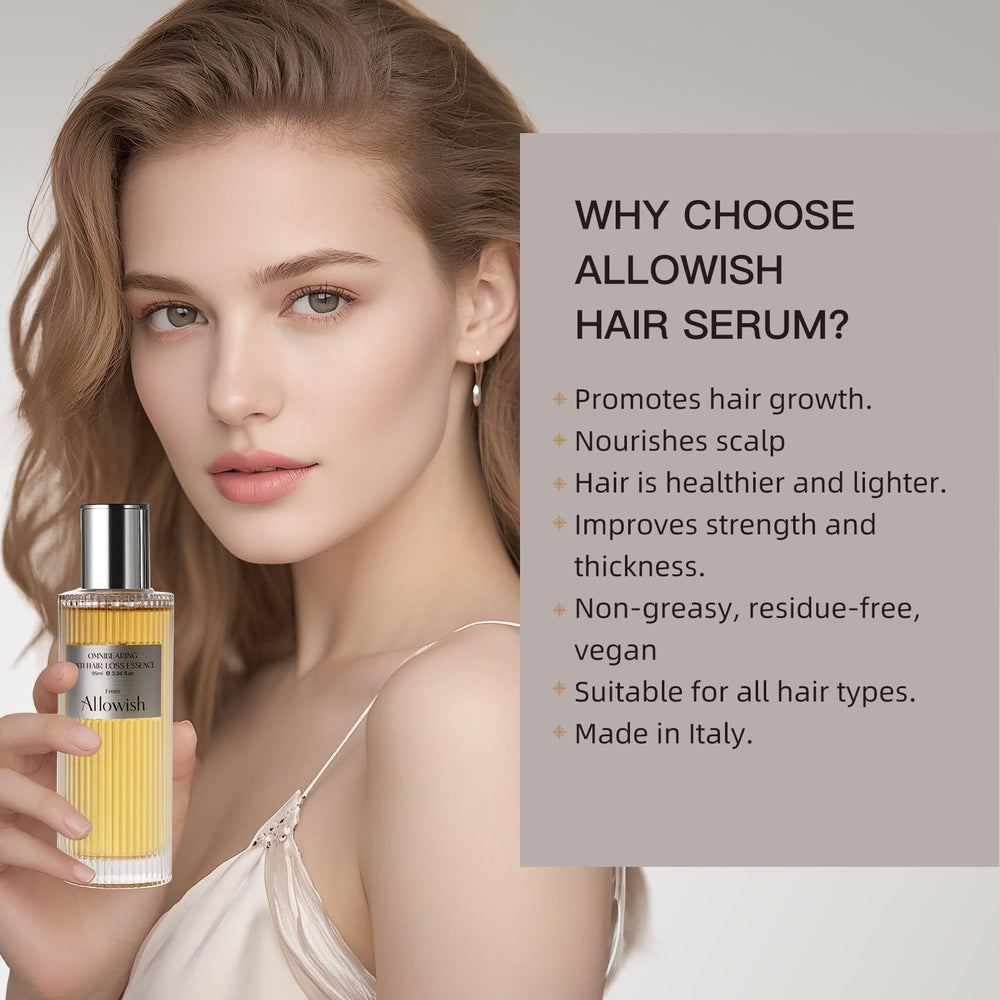 ALLOWISH rosemary oil droplets highlight scalp nourishment.