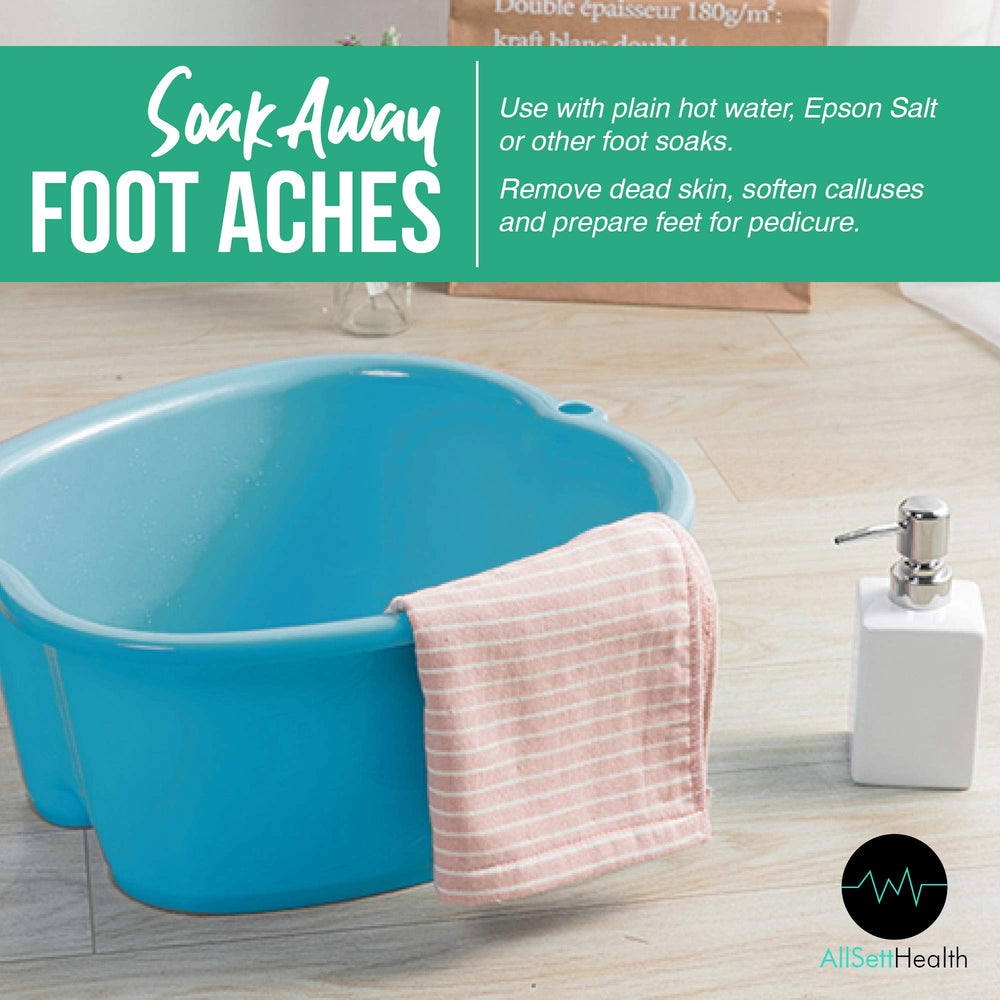 AllSett Health Foot Soaking Basin height-walls view shows 7-inch walls for extended soaking.