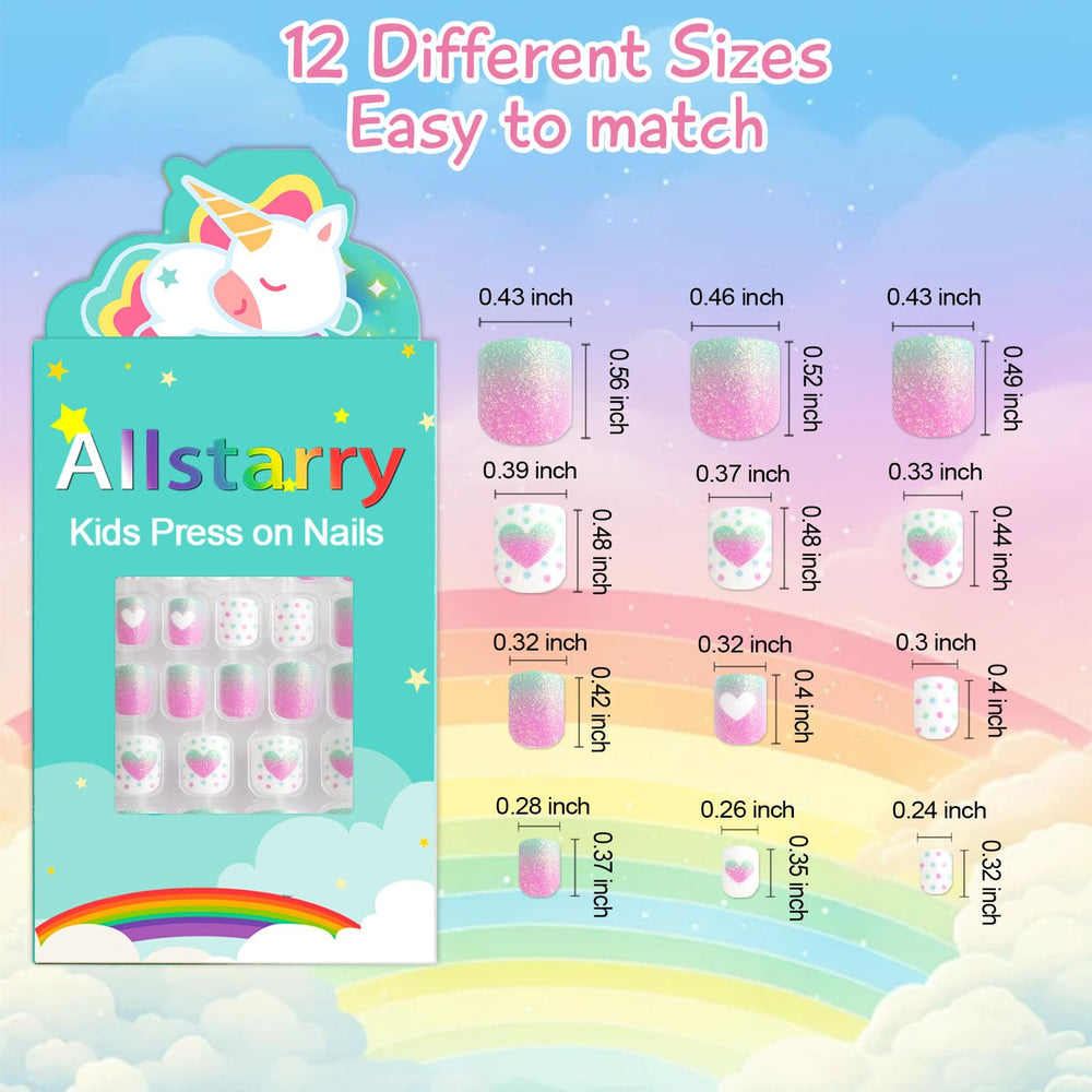 Allstarry kids press-on nails heart donut French add cute dress-up details