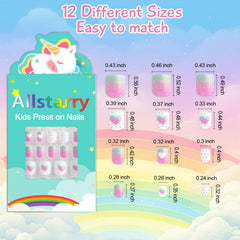 Allstarry kids press-on nails heart donut French add cute dress-up details