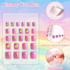 Allstarry kids press-on nails rainbow glitter designs spark playful looks