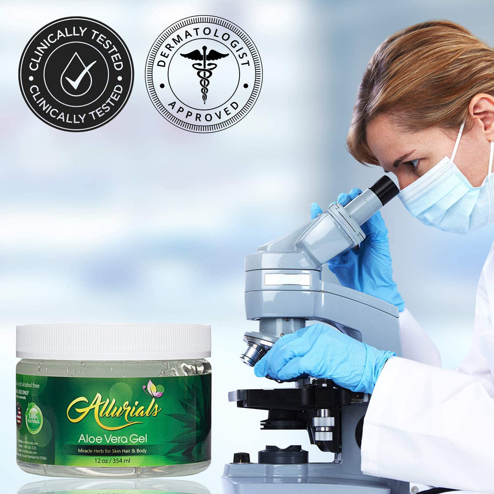 Allurials Aloe Vera Gel on skin application showcases calming, refreshing effect.