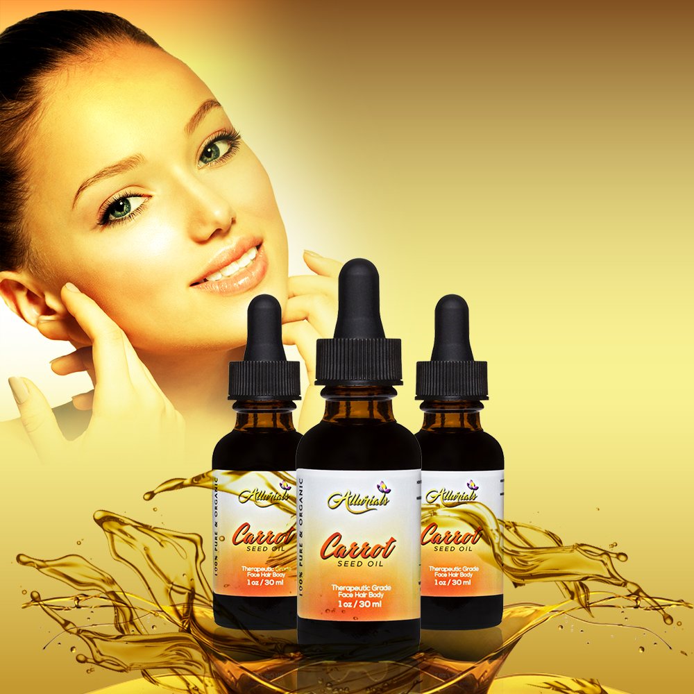 Allurials carrot seed oil 1oz bottle ready for easy daily use