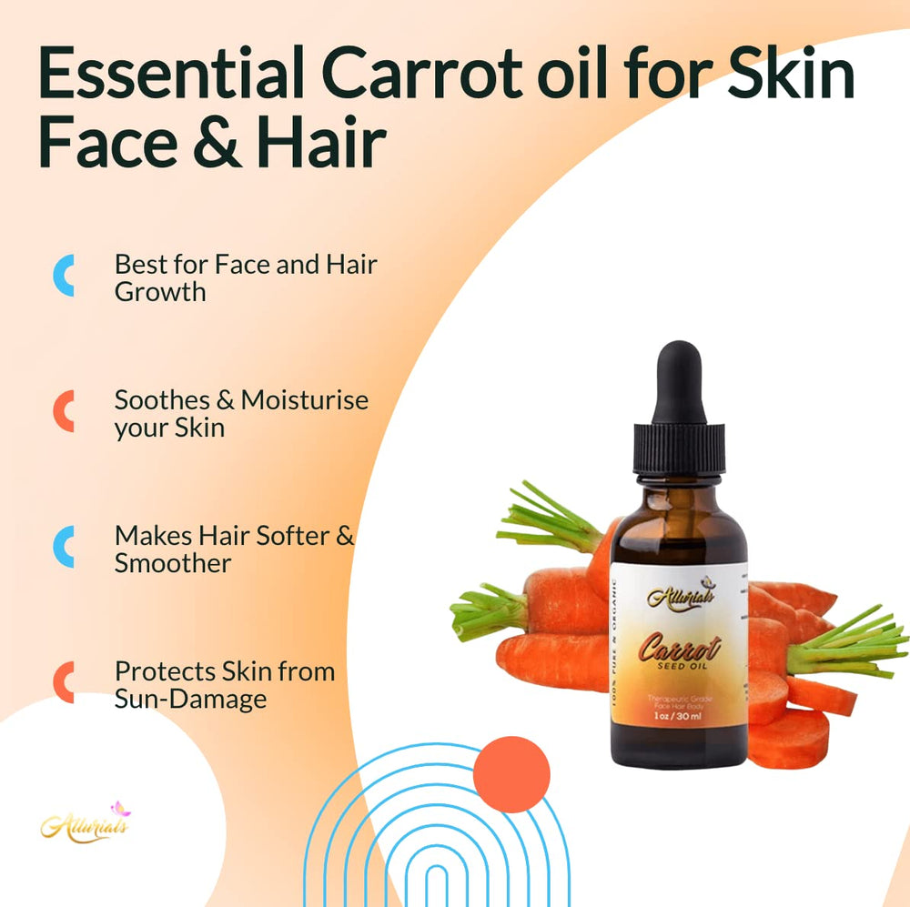 Allurials carrot seed oil dropper on skin showing lightweight hydration