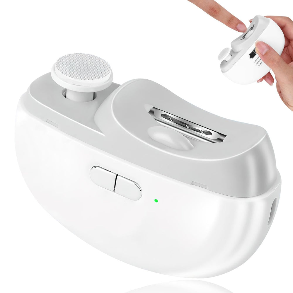 Allyplay 2025 upgraded electric nail clipper held in hand shows portable grooming on the go