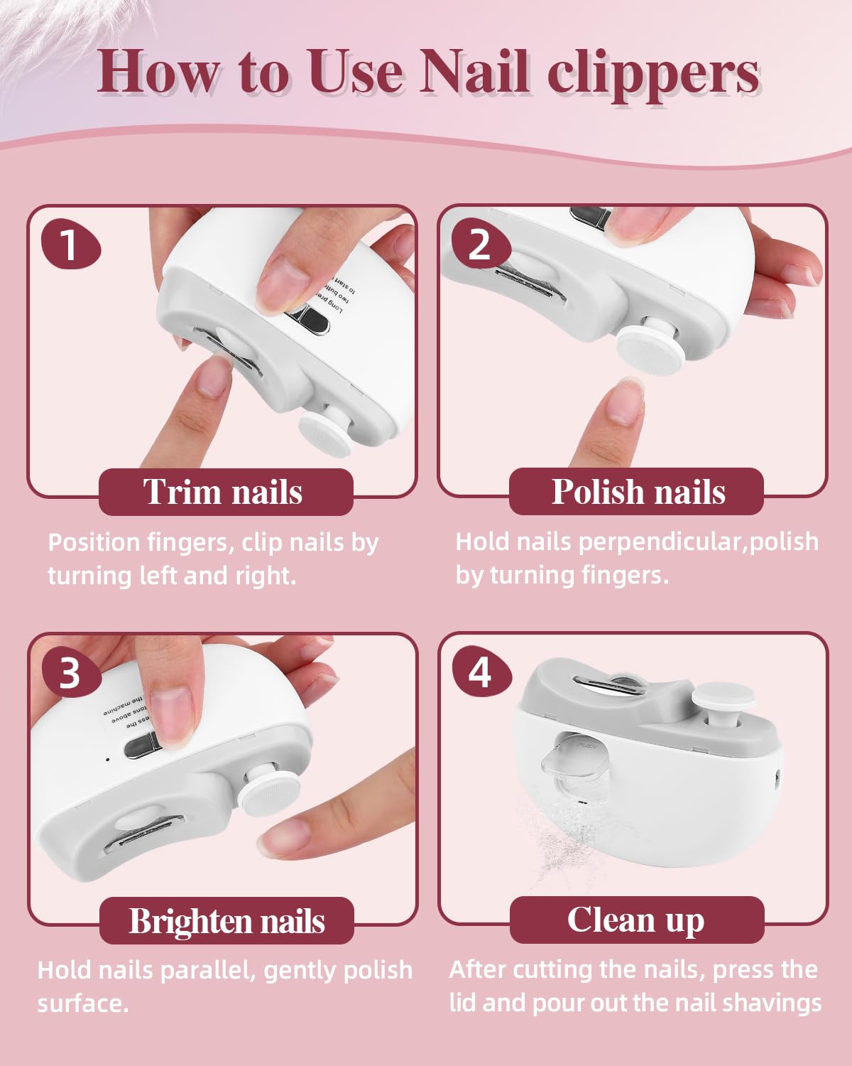 Allyplay 2025 upgraded electric nail clipper built-in clip storage keeps nails organized