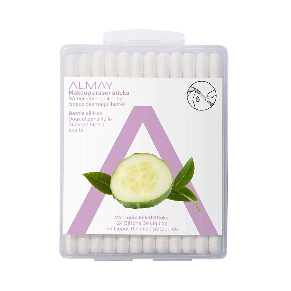 Almay Eye Makeup Remover Sticks packaging shows portable cleansing for on-the-go use