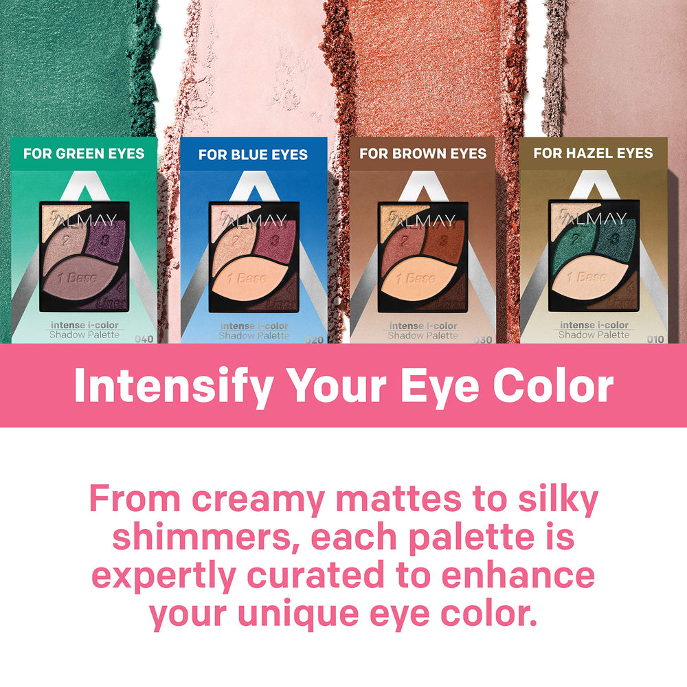 Almay Eyeshadow Palette shadows swatches display four shadows for versatile color stories