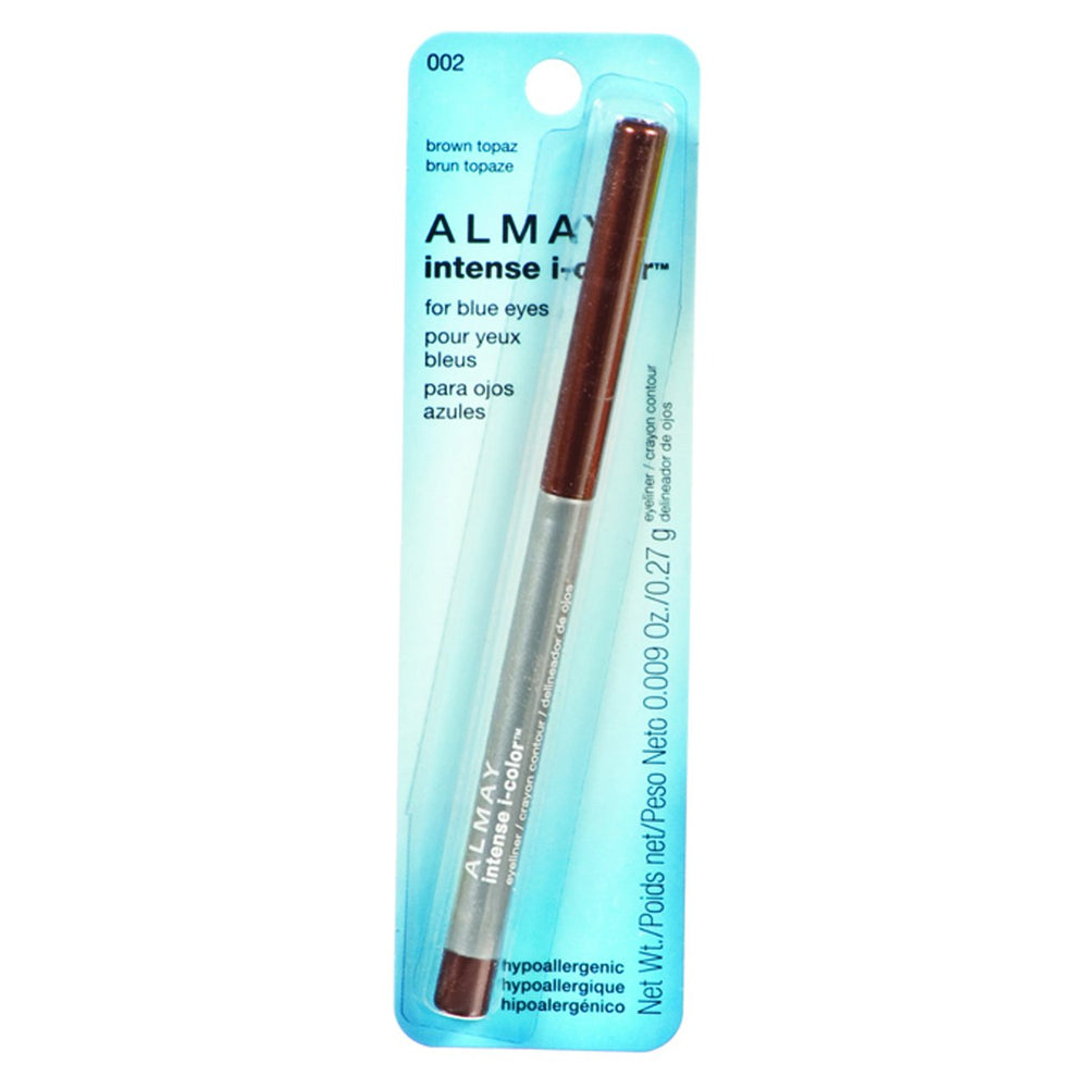 Almay Intense i-Color Eyeliner Brown Topaz application-stroke highlighting eye color contrast.