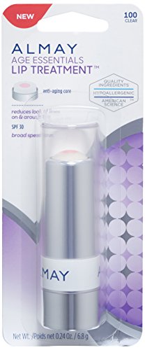 Almay Lip Treatment Age Essentials 100 Clear swatch showing natural, barely-there lip care.