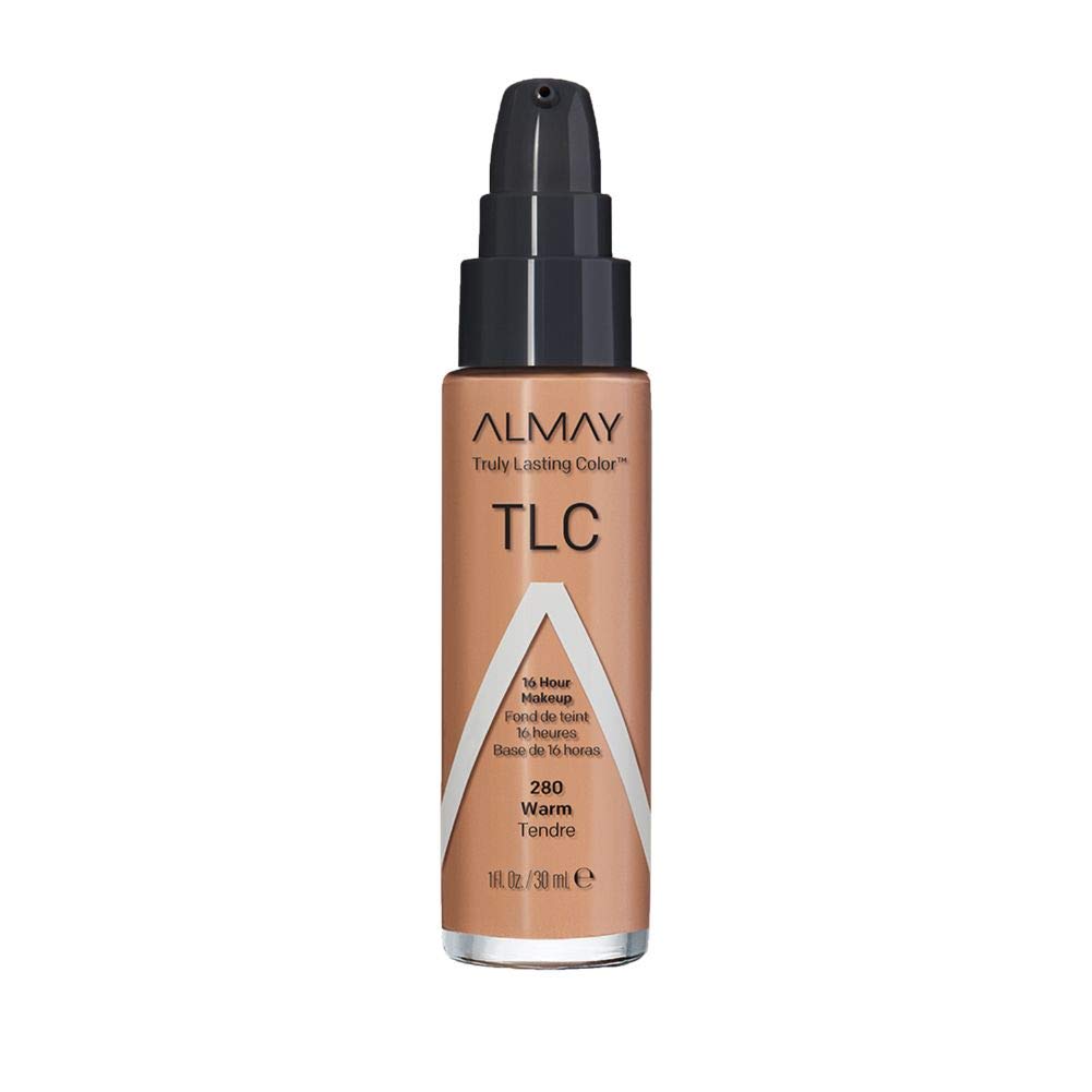 Almay Liquid Foundation 280 Warm bottle shows long-wear finish for all-day color.