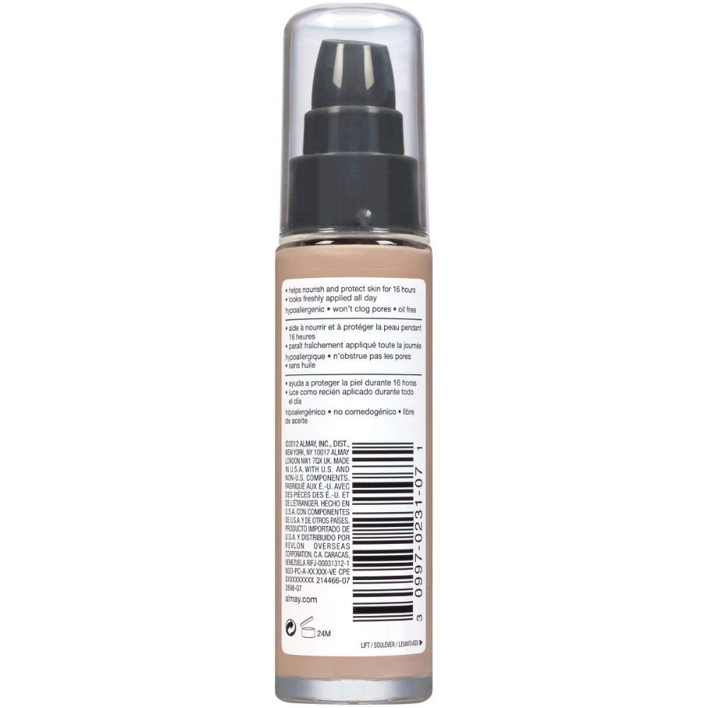 Almay cruelty-free label with dermatologist-tested seal.