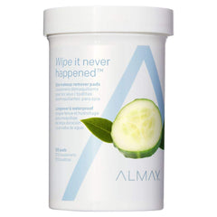 Almay longwear eye makeup remover pads bottle closeup for easy, travel-friendly cleansing