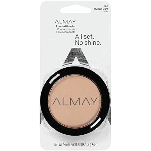 Almay pressed powder open-compact displays shade-accurate application in daylight.