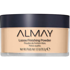 Almay setting powder puff application for a long-lasting matte finish.