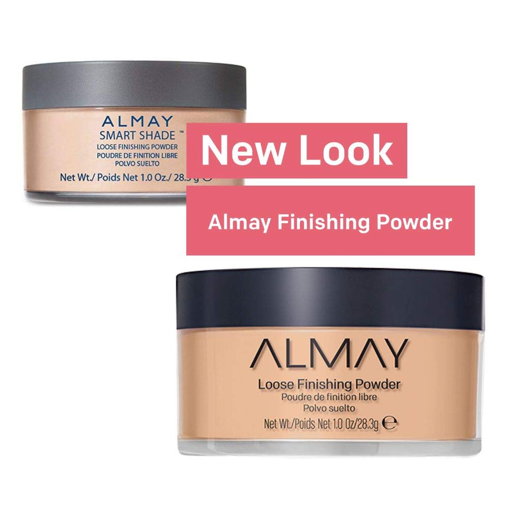 Almay setting powder shade options in Light, Light/Medium, and Medium.
