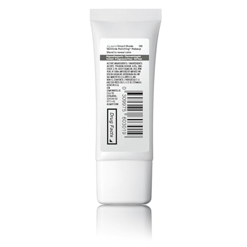 Almay Skintone Matching Foundation swatch on skin highlights customizable medium coverage.