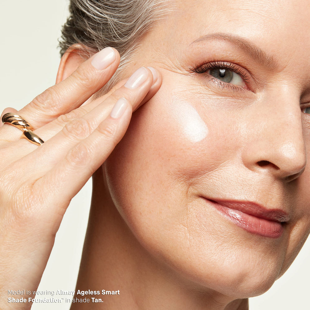 Almay Vitamins C and E pack shot highlights environmental protection and brightening support.