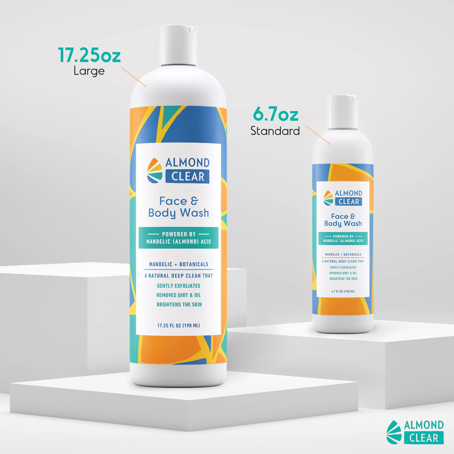 Almond Clear Face & Body Wash use-face-body demonstrates versatile cleansing for acne and folliculitis-prone areas