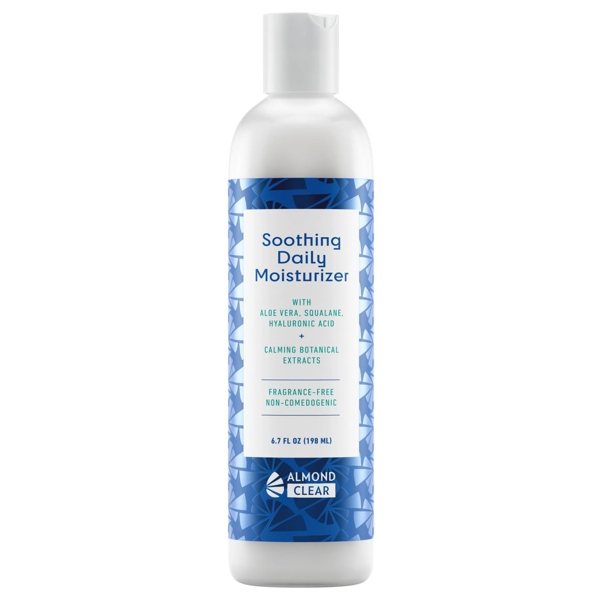 Almond Clear Soothing Daily Moisturizer bottle pump offers quick, lightweight hydration for acne-prone skin