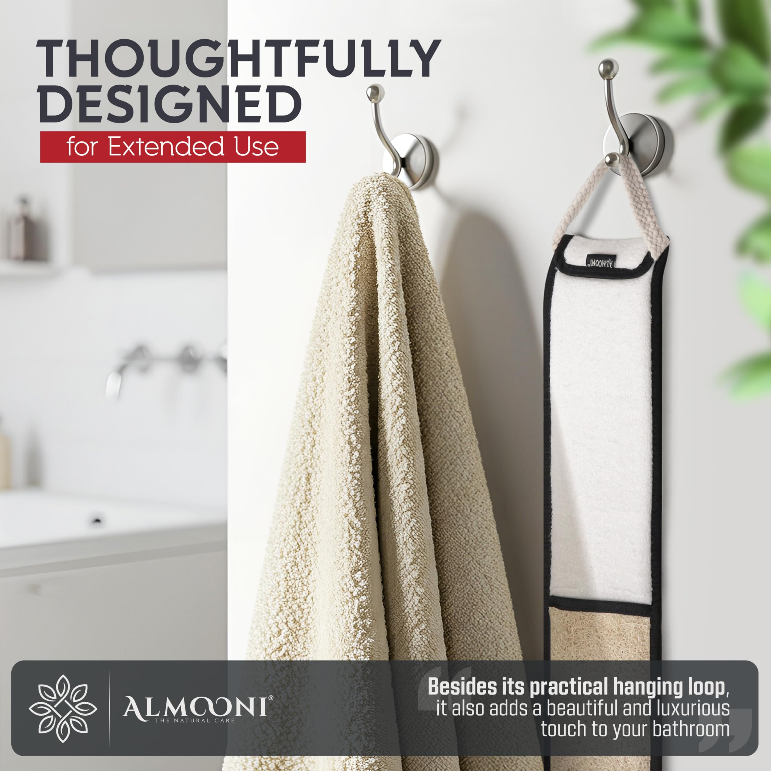 ALMOONI gift-packaging back scrubber ready for housewarming or wedding gifts.