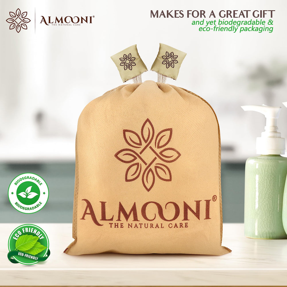 ALMOONI Egyptian loofah gift-pack showcases ready-to-gift spa moment at home.