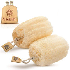 ALMOONI Egyptian loofah packaging bag highlights eco-friendly gift-ready presentation.