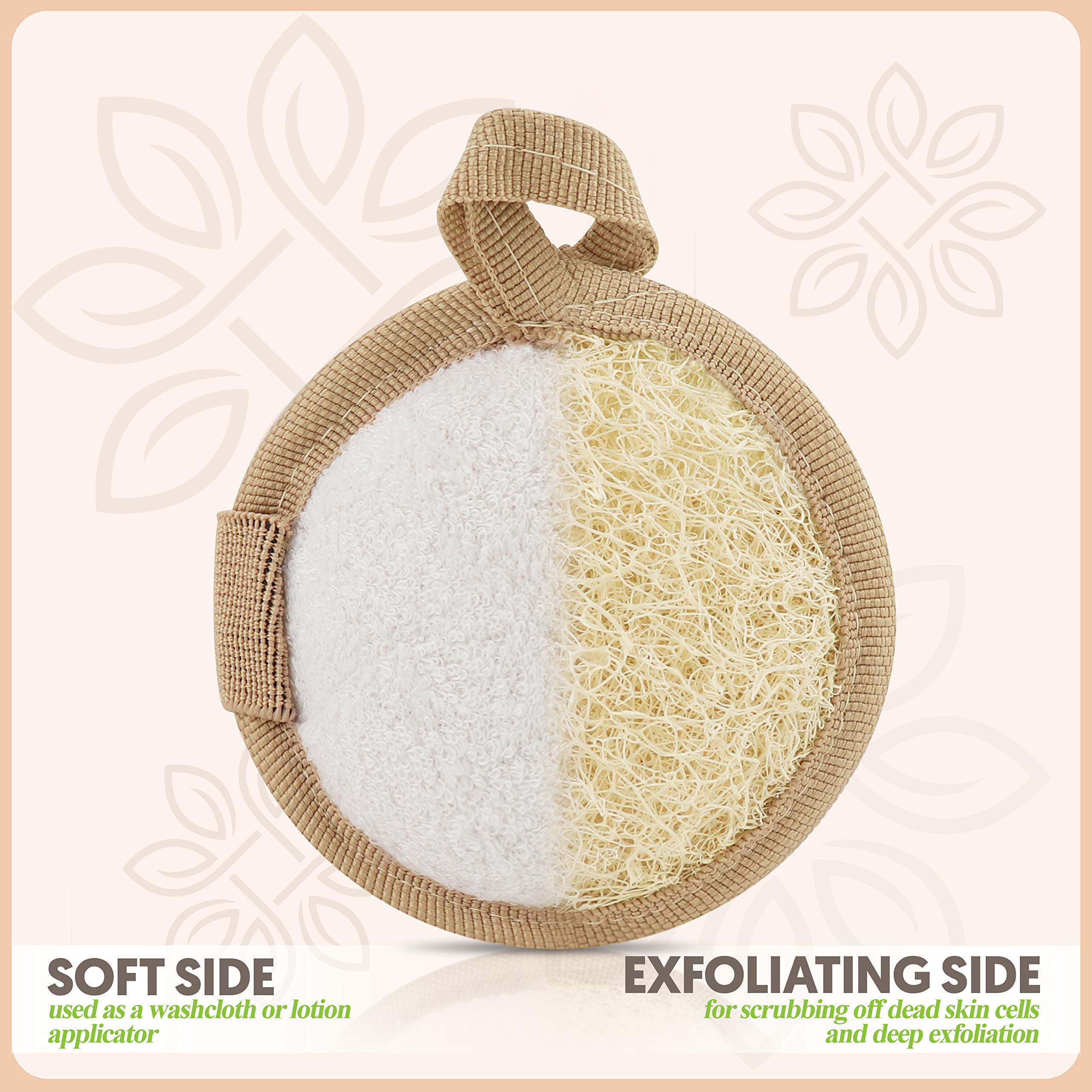 ALMOONI face loofah sponge double-sided with terry cloth for oils removal