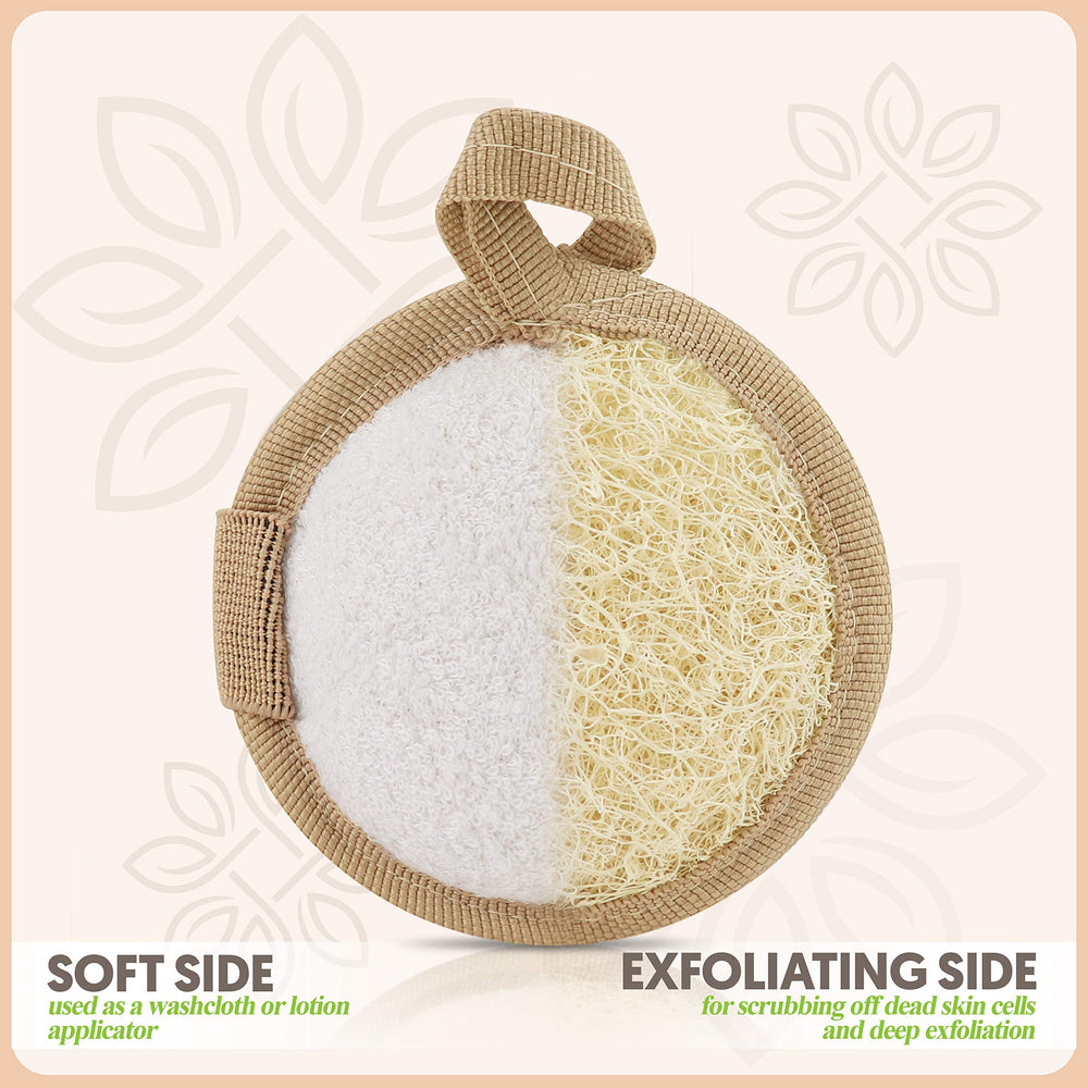 ALMOONI face loofah sponge double-sided with terry cloth for oils removal