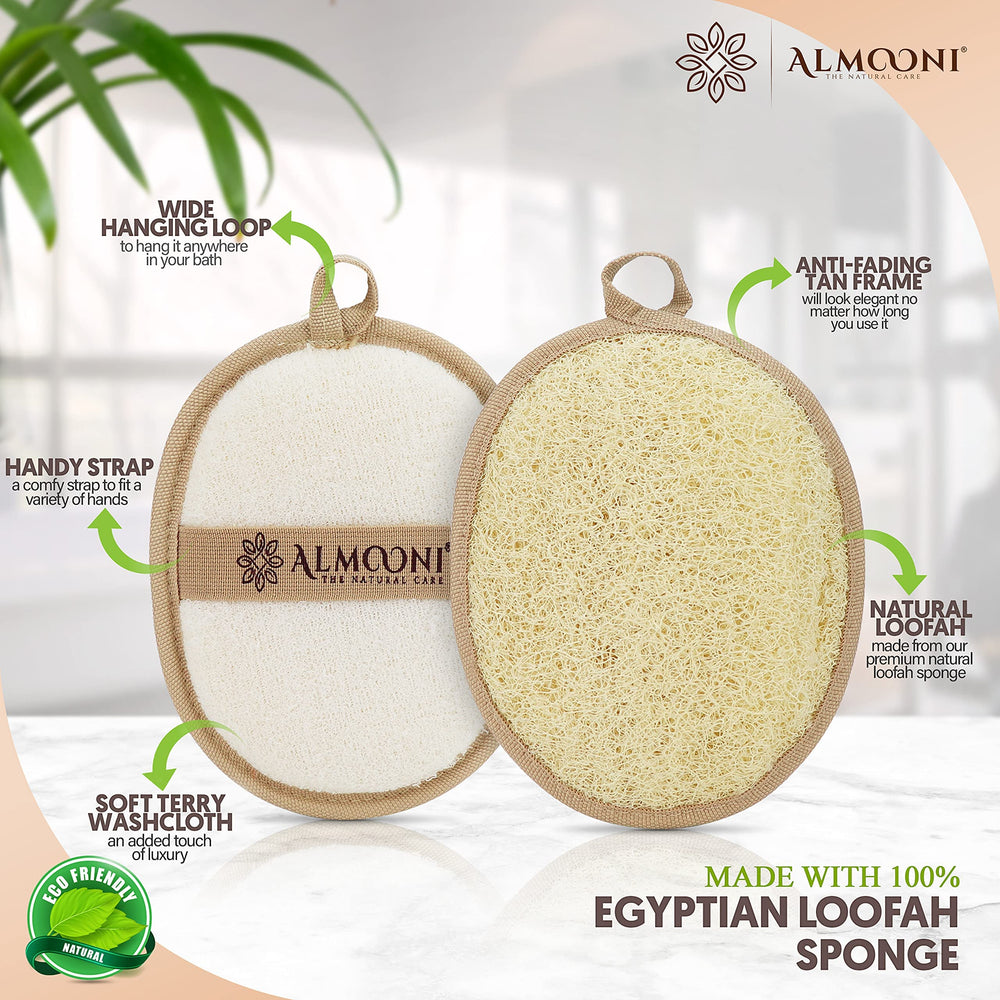 ALMOONI loofah packaging biodegradable demonstrates eco-friendly gift-ready packaging.