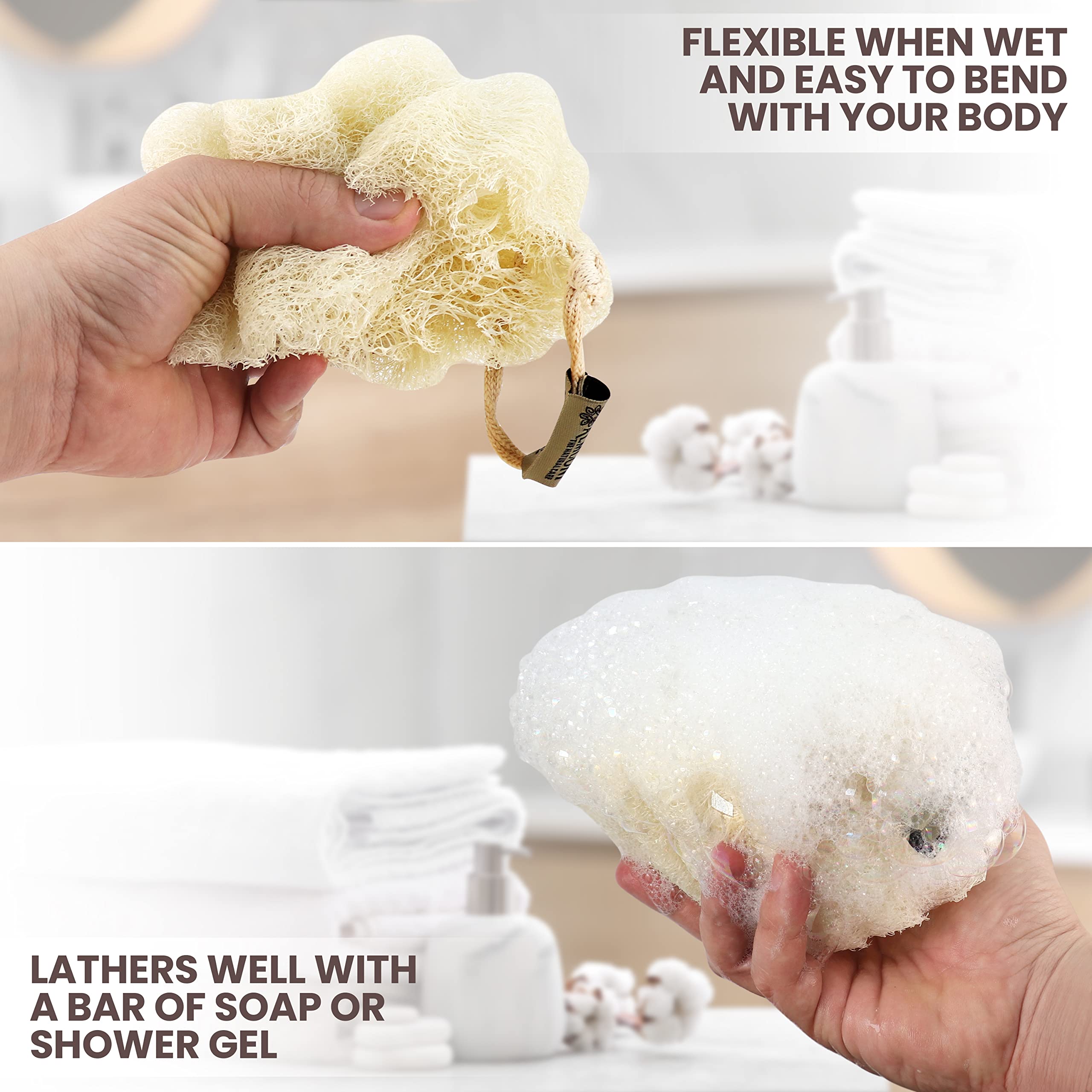 ALMOONI three-pack gift-pack exfoliating sponges for convenient spa-like routines.
