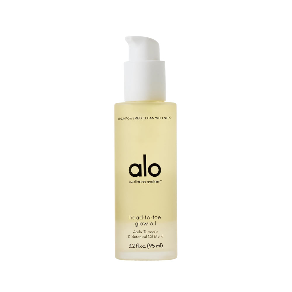 Alo Head-to-Toe Glow Oil bottle ready for radiant skin after shower