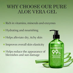 Aloderma Aloe Vera Gel applied to hands for cooling relief and quick absorption.
