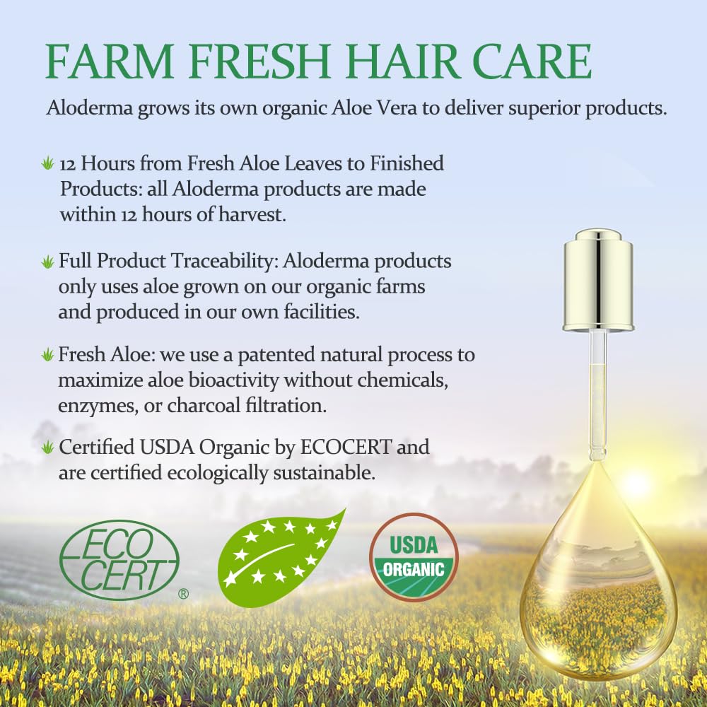 Aloderma organic aloe ingredient label notes 95 percent natural formula.