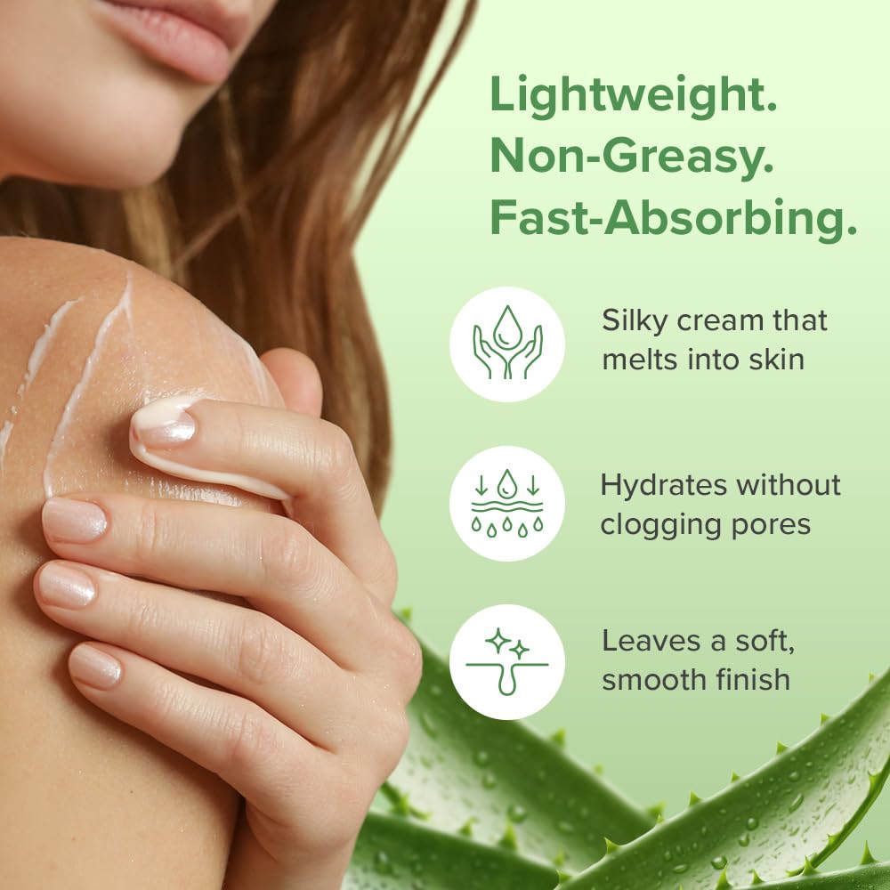 Aloe Infusion face application demonstrates fast-absorbing hydration for sensitive skin