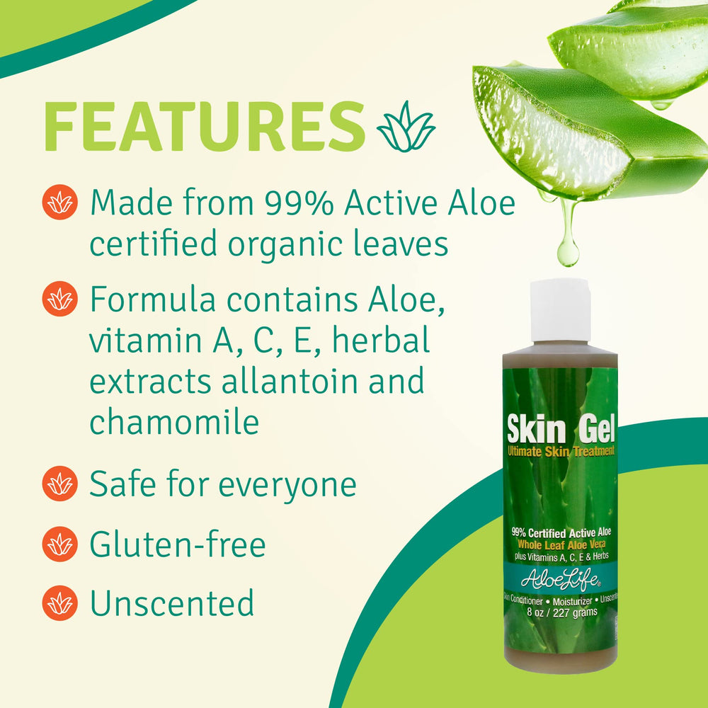 Aloe Life Skin Gel applied to hair or scalp to condition and manage dryness