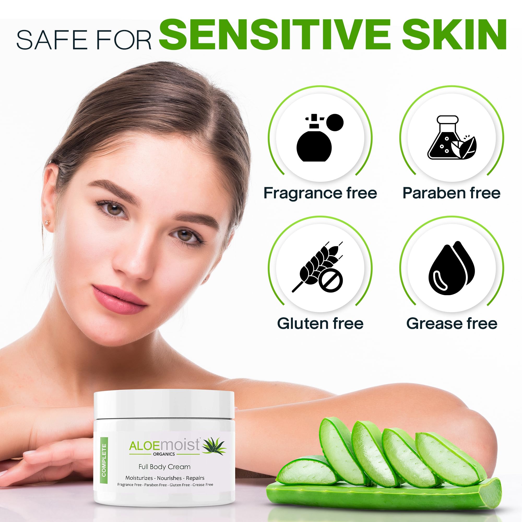 Aloemoist face and body night use image emphasizes versatile daily moisturizer.