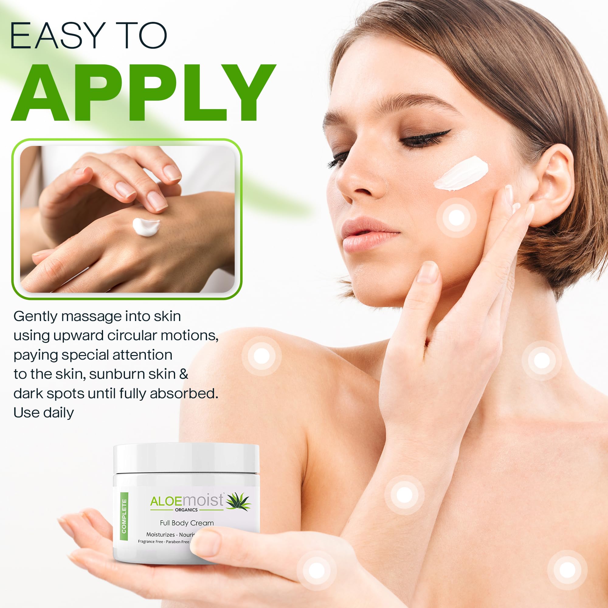 AloMoist night-cream texture shown as non-greasy, absorbent