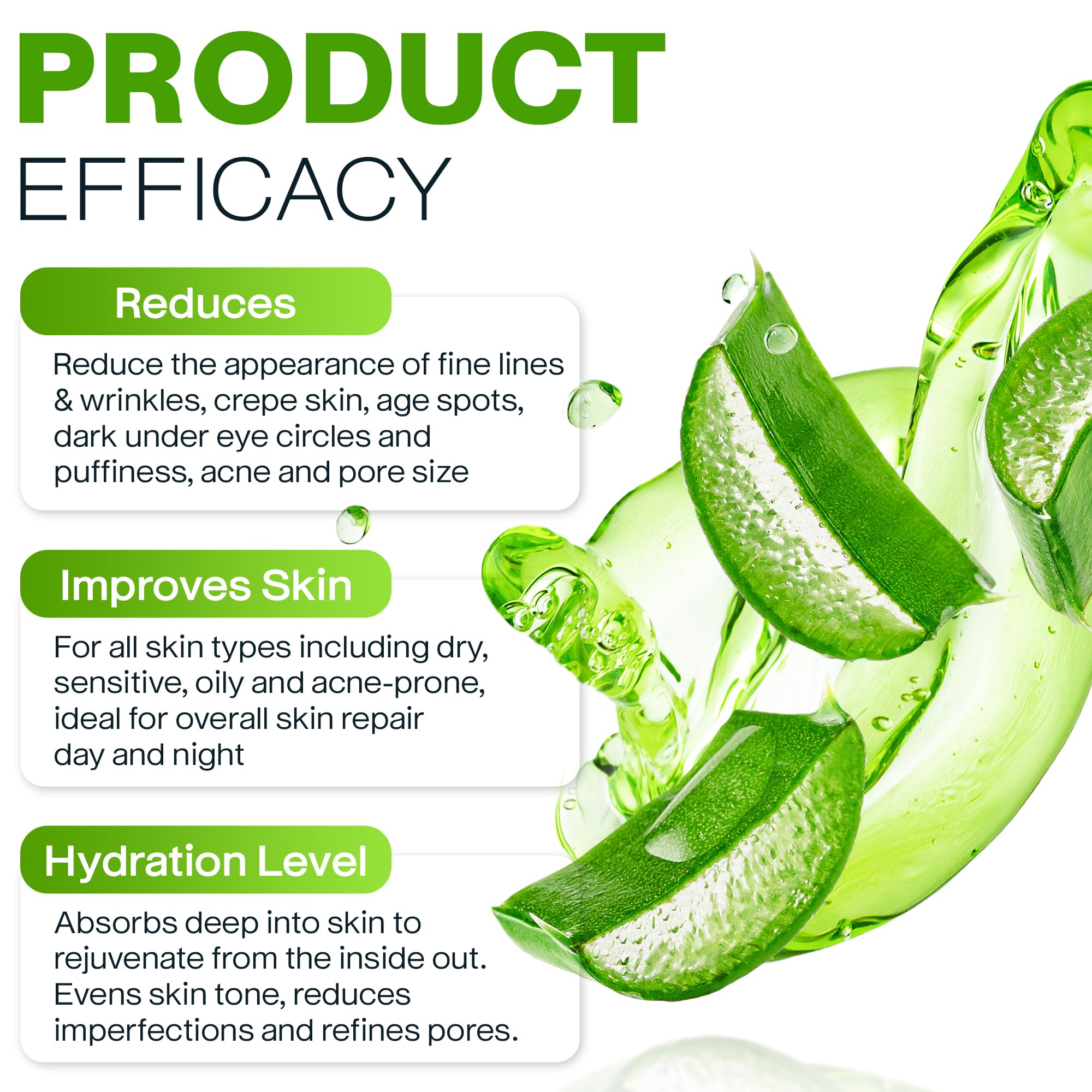 Aloemoist organic ingredients illustration highlights vitamins and antioxidants for skin health.