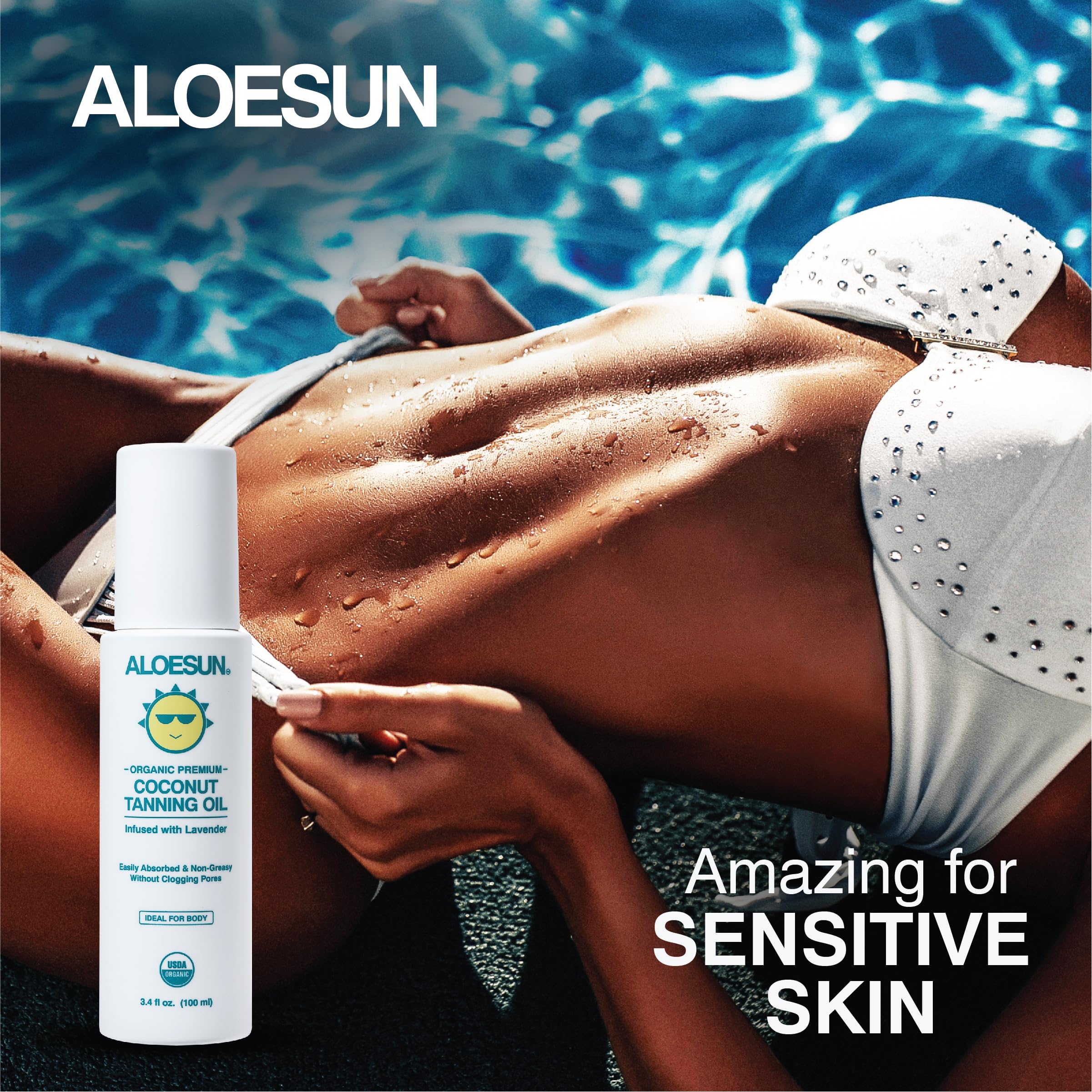 ALOESUN lavender-infused coconut oil highlights calming aroma during use.