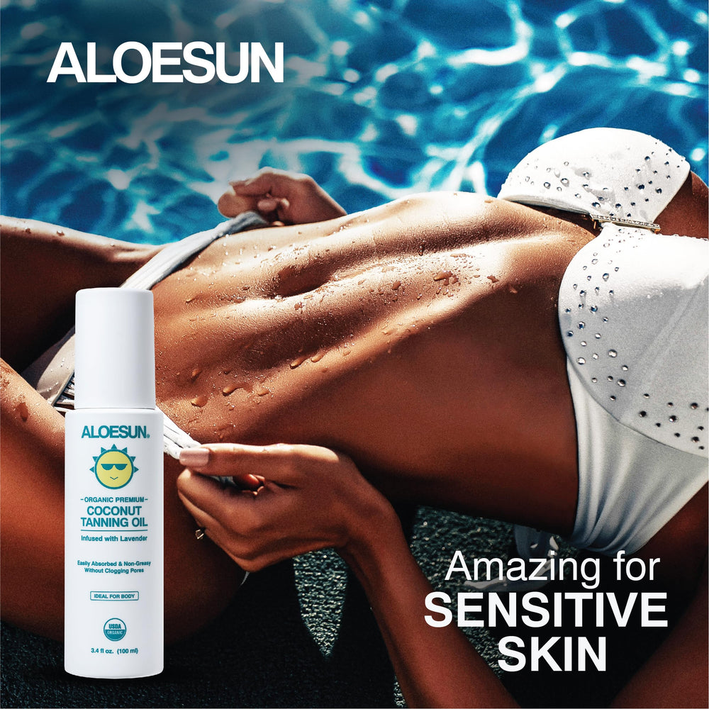 ALOESUN lavender-infused coconut oil highlights calming aroma during use.