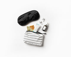 ALOHA Collection Mini Day Palms Pouch rose gold fabric close-up highlights splash-proof durability