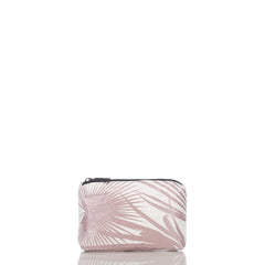 ALOHA Collection Mini Day Palms Pouch rose gold front view shows compact on-the-go organization