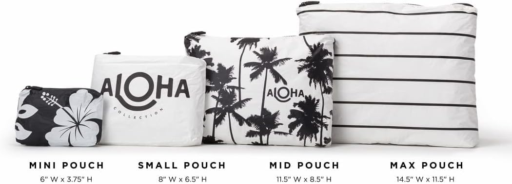 ALOHA Collection Mini Day Palms Pouch rose gold wash-care option communicates easy maintenance