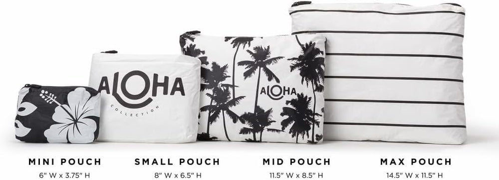 ALOHA Collection Mini Day Palms Pouch rose gold wash-care option communicates easy maintenance