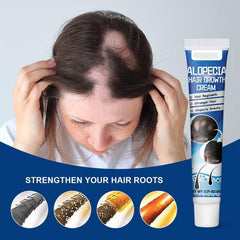 Alopecia Hair Growth Cream application on scalp showing targeted care for thinning areas.