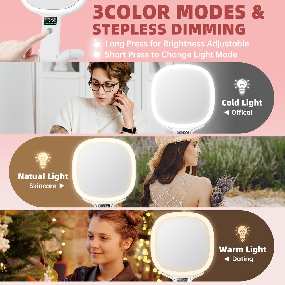 Alovely travel makeup mirror 10x magnification close-up view for precise brows and eyeliner work.